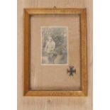 1.Weltkrieg : Framed Image of WWI German Officer.Studio picture of Prussian German Officer with