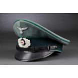 Deutsches Reich 1933 - 1945 - Heer : Jaeger Enlisted Visor.Marked to interior with maker mark "