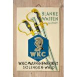 Deutsches Reich 1933 - 1945 - Heer - Edged Weapons : WKC Enameled Advertising Sign.Marked to glass