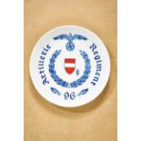 Deutsches Reich 1933 - 1945 - Porcelaine / Other Makers : Meissen Regimental Plate.Reverse of