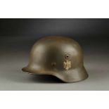 Deutsches Reich 1933 - 1945 - Heer - Uniformen : Army M40 Single Decal Helmet.Marked Q66 and 4349 to