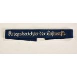 Deutsches Reich 1933 - 1945 - Luftwaffe - Blankwaffen : Enlisted War Reporter Cuff Title.Cuff