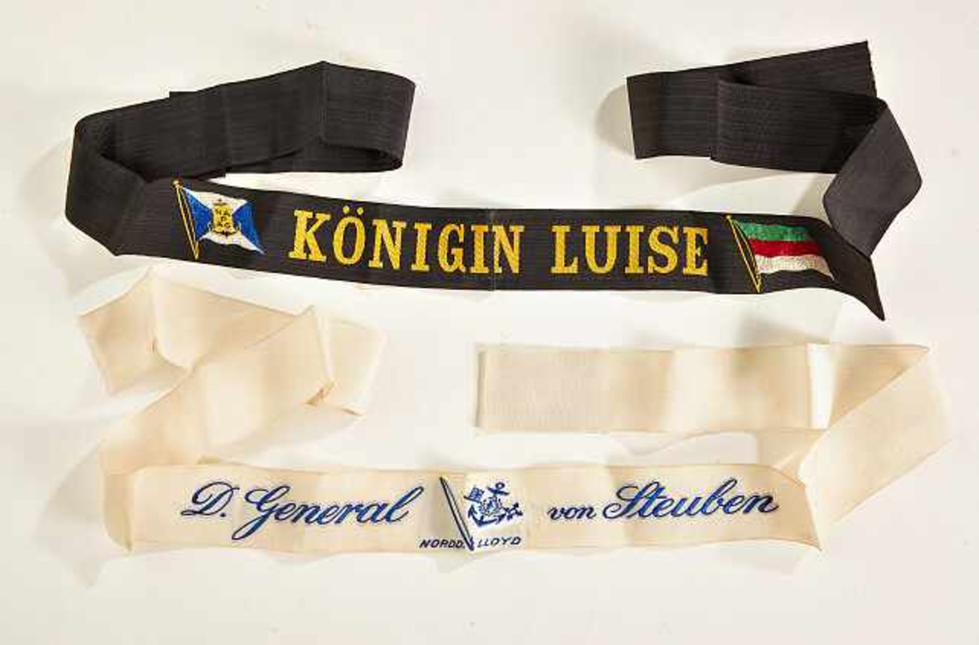 Weimarer Republik - Reichswehr : Navy Cap Bands.Lot consists of two navy cap bands: Königin Luise