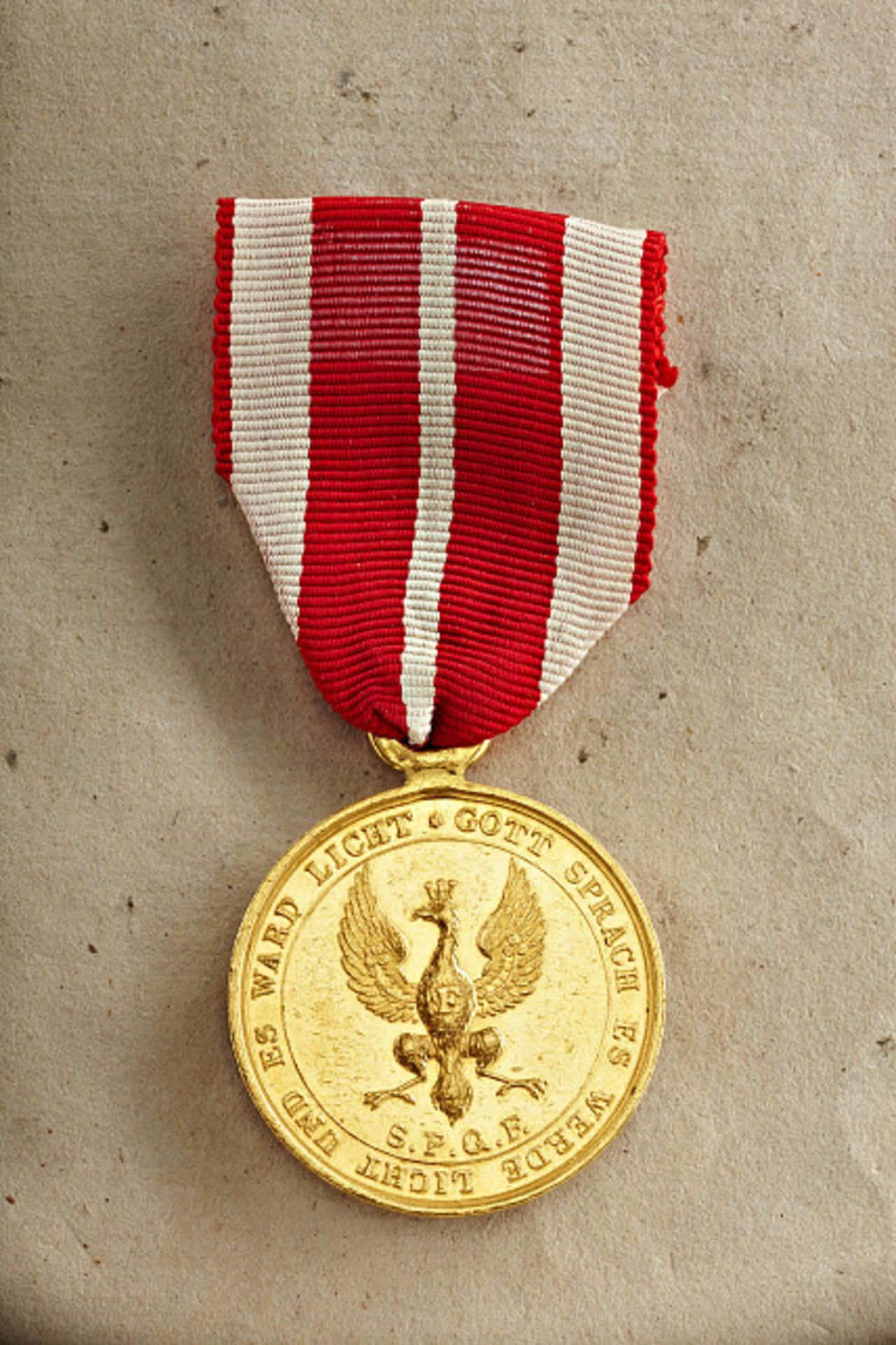 Goldene Kriegsdenkmünze für die Schaar der Freiwilligen für 1814.Gold, am späteren Band. Gestiftet