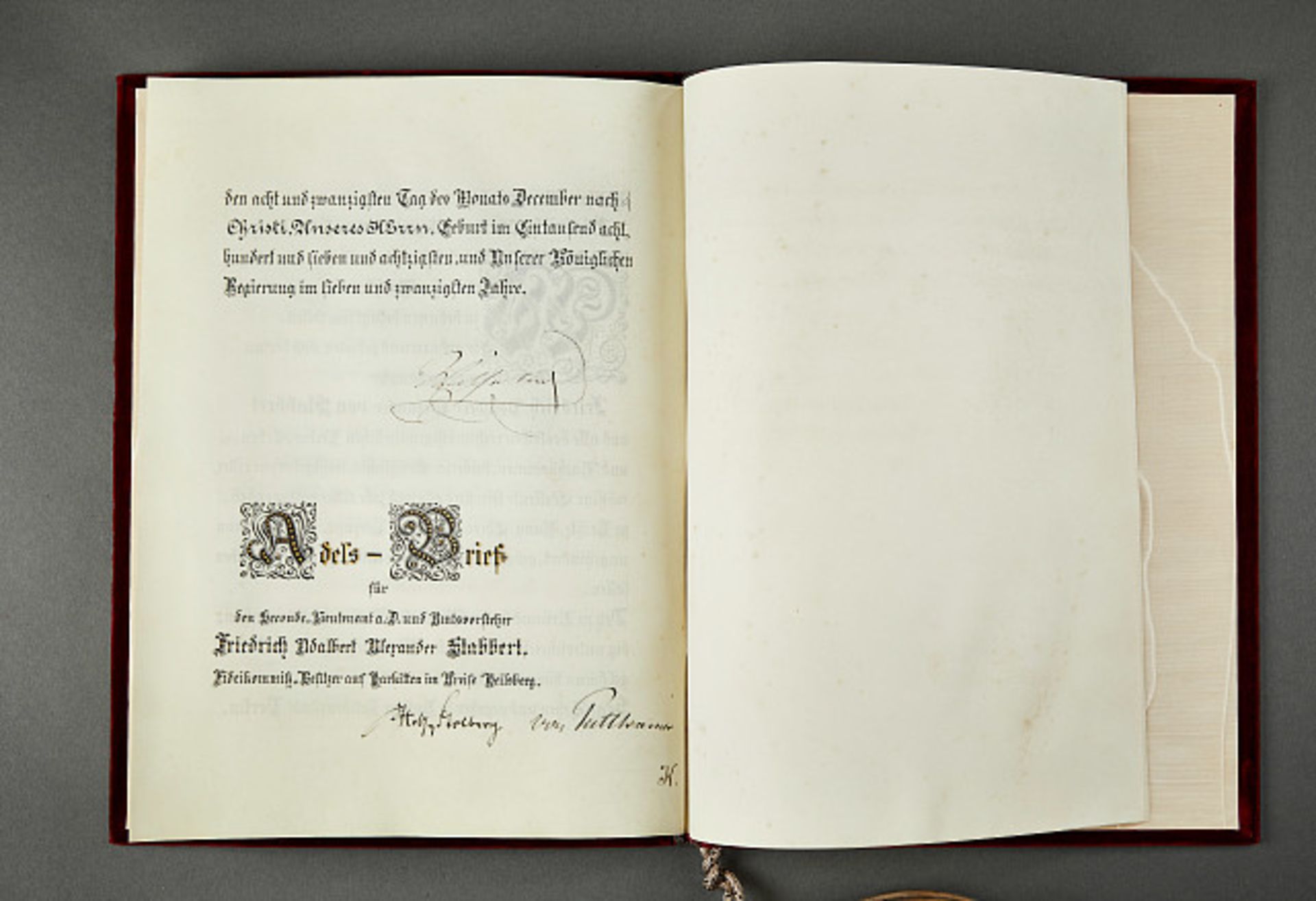 Militaria Deutschland - Preussen : Adelsbrief König Wilhelm I. für Friedrich Adalbert Alexander - Bild 4 aus 4