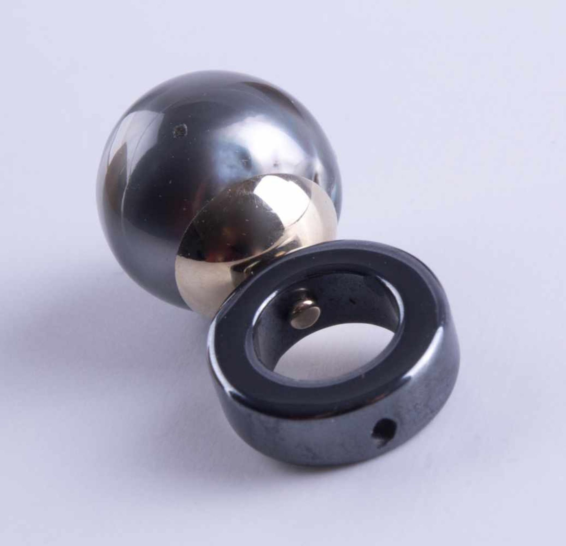 Thahiti-PerlenanhängerObsidian und GG geprüft, Ø Perle: 13 mm, Gesamtgewicht ca. 4,8 gTahitian pearl - Bild 2 aus 2