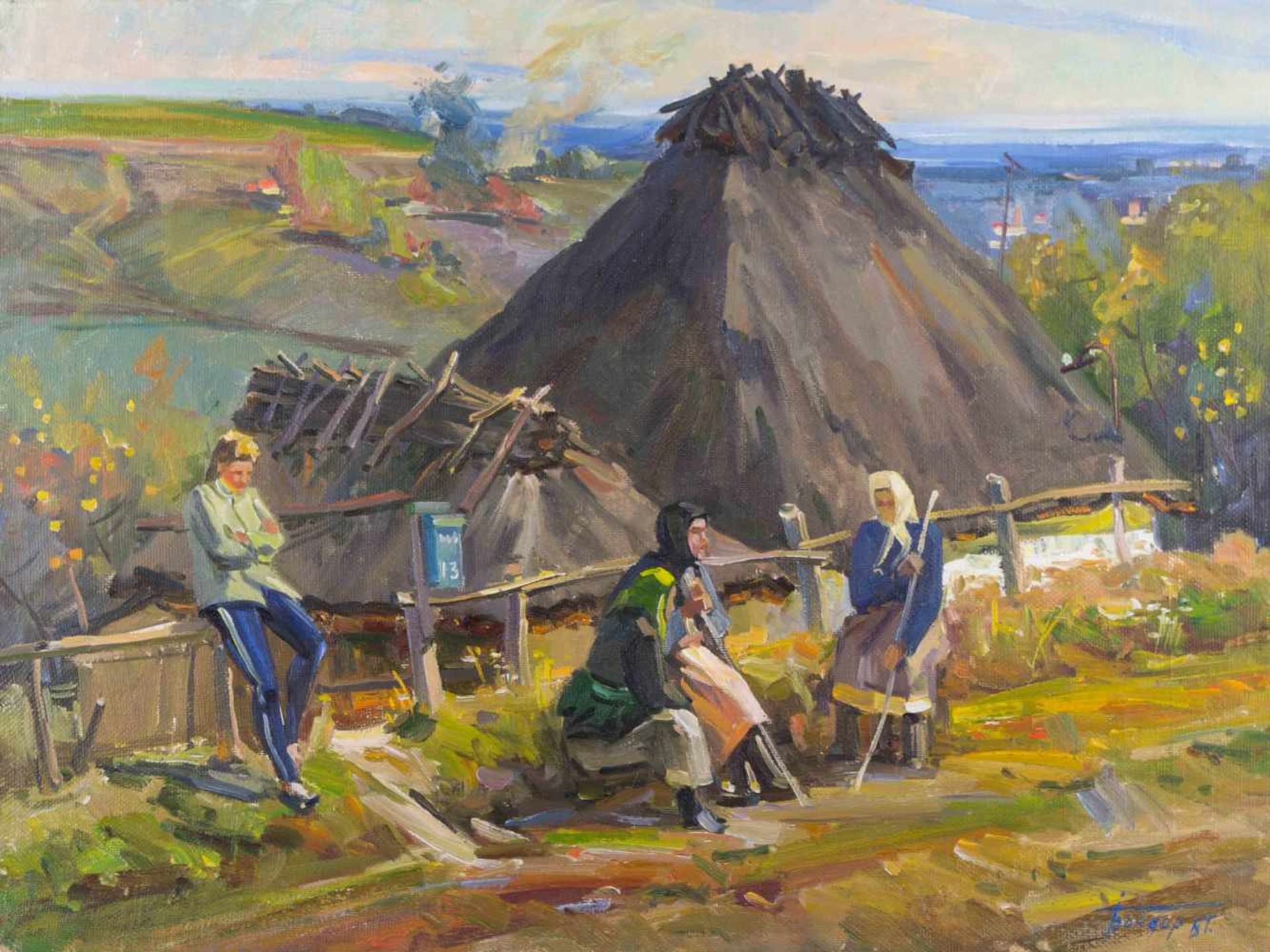 Ivan Ivanovich BONDAR (1944)"Hoffnung und Erinnerungen"Gemälde Öl/Leinwand, 60 cm x 80 cm,rechts