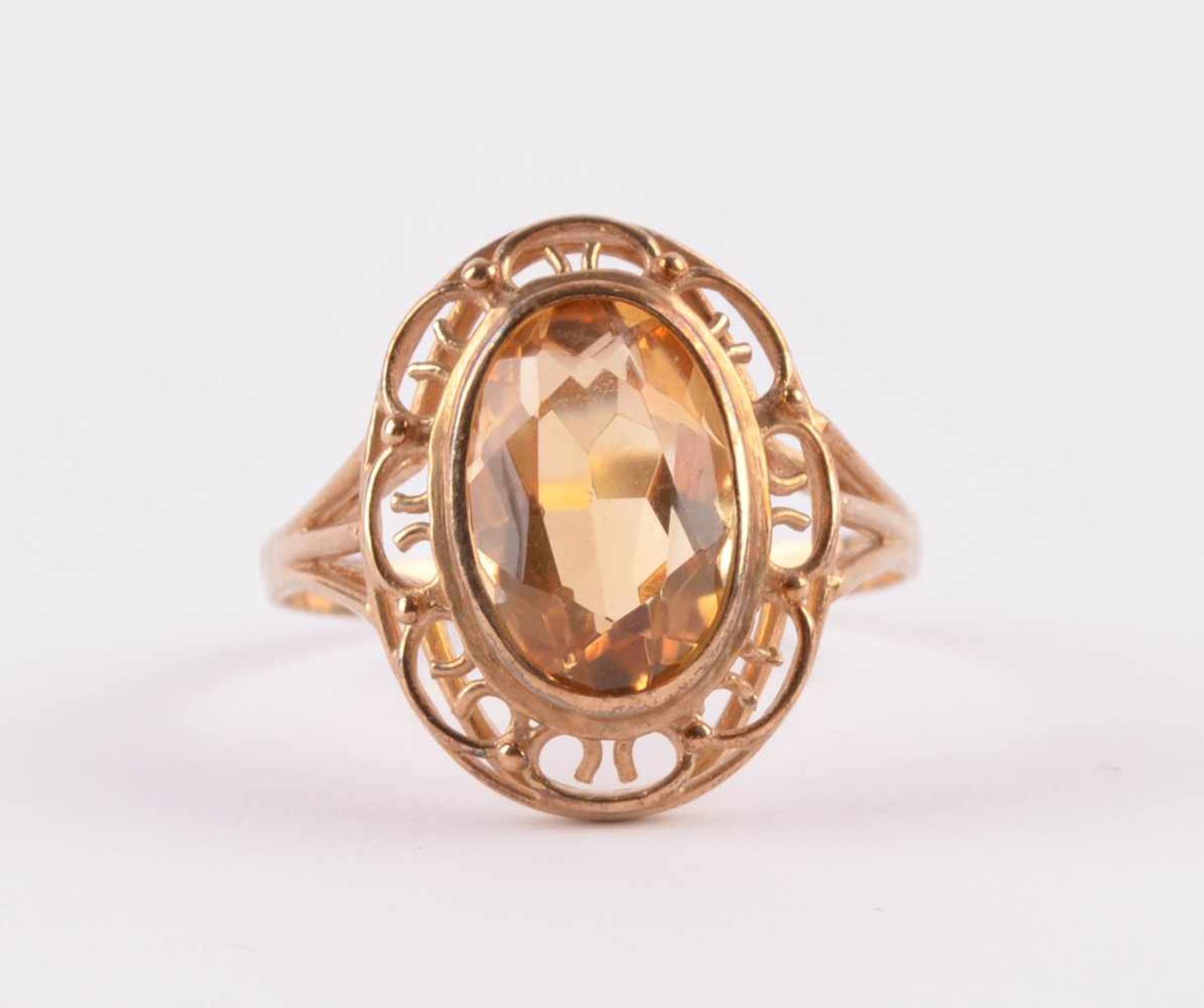 Damenring333/000 GG, wohl mit Citrin, Gesamgewicht ca. 2,7 g, RG ca. 57Ladies ring333/000 yellow