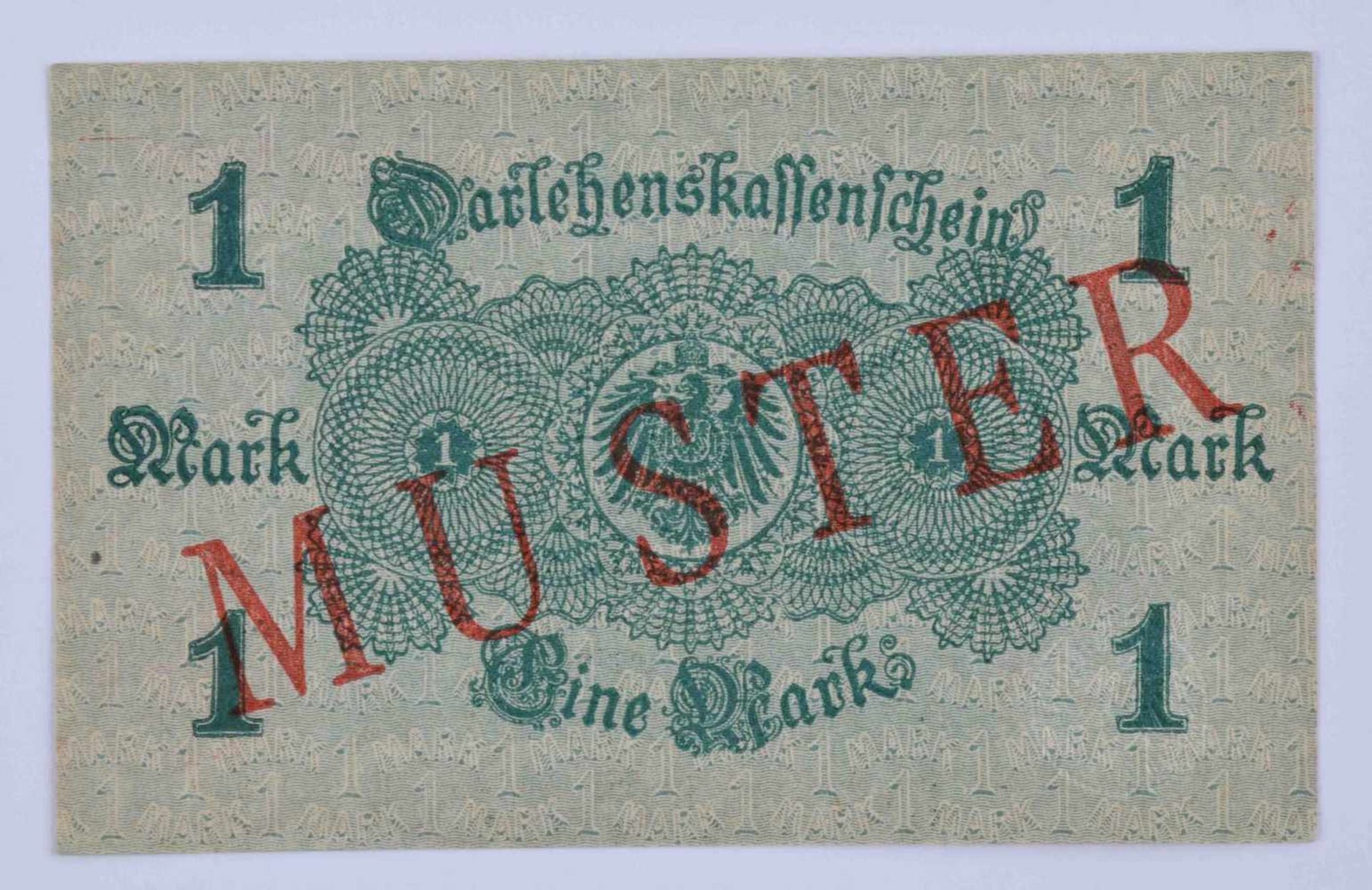 Deutschland, 1 Mark 12.08.1914Darlehenskassenschein, rotes Siegel, mit diagonalem roten Aufdruck- - Bild 2 aus 2
