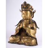 Exzellente und große Bronze der Guanyin China 18./19. Jhd.äußerst imposante Lack- und