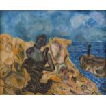 Ingrid GOLTZSCHE-SCHWARZ (1936-1992)"Ahrenshoop"Gemälde Öl/Hartfaser, 24 cm x 30 cm, in original