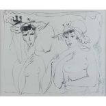 Kurt KÜHN (1926-1989)"Frau und Mädchen beim Bade"Grafik, LithografieSichtmaß 28,8 cm x 35 cmrechts