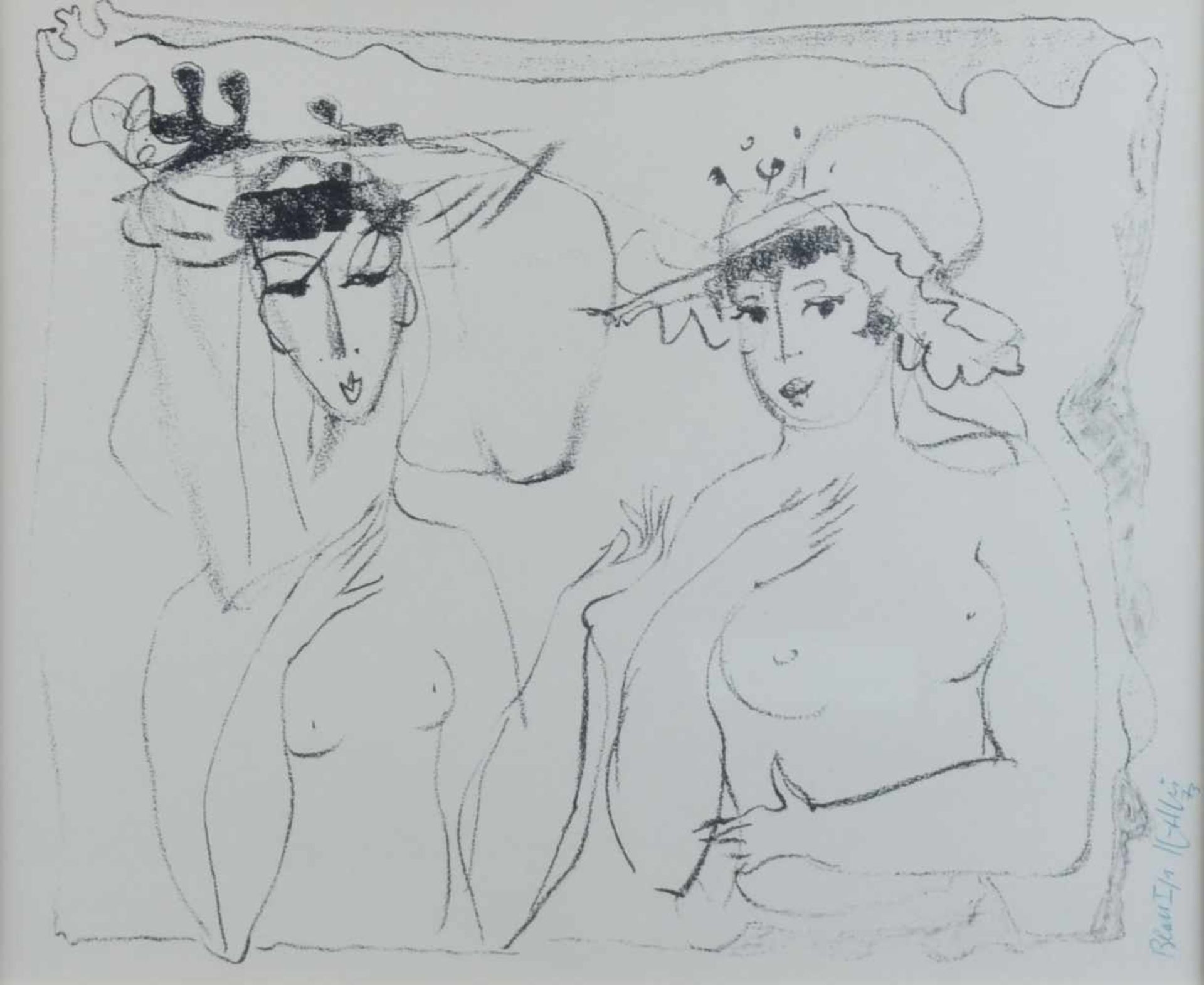 Kurt KÜHN (1926-1989)"Frau und Mädchen beim Bade"Grafik, LithografieSichtmaß 28,8 cm x 35 cmrechts