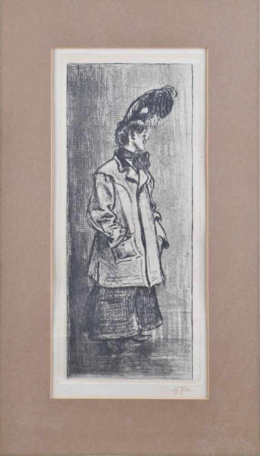 Heinrich ZILLE (1858-1929)"Frau mit Pleureuse"Grafik - Radierung, 41,3 cm x 18,2 cm,rechts unten - Image 2 of 4