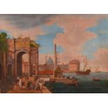 Signiert G.SANTELLI"Italienische Hafenstadt"Gemälde Öl/Leinwand, 43 cm x 57 cm,rechts unten