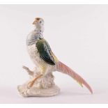 große Vogelfigur Fasanenhenne, Karl Ens Vokstedtauf Baumstamm sitzend, farbig staffiert, unterm