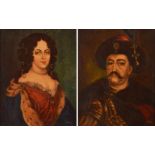 M Zmuda Polen 20 Jh."Jan und Marysienka Sobieski, König und Königin von Polen", 2 Gemälde Öl auf