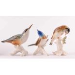 3 Vogelfiguren, Karl Ens VokstedtStieglitz (H: 11,5 cm), Mauerläufer (H: 12 cm) und Hänfling (H: