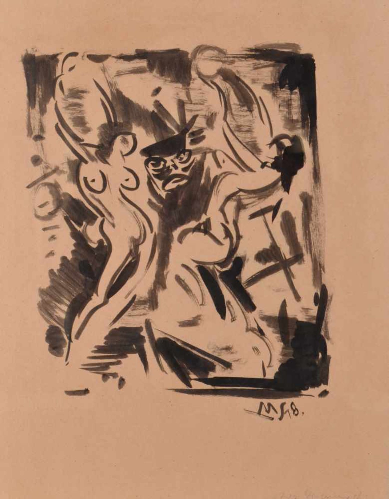 Max SCHWIMMER (1895-1960)"Der Tanz"Tuschezeichnung, 31,5 cm x 24,7 cm,rechts unten monogrammiert und