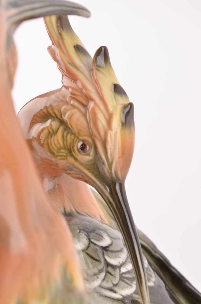 große Wiedehopf Vogelgruppe, Karl Ens Vokstedtauf Baumstamm sitzend, farbig staffiert, unterm - Image 3 of 5