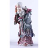 Figur China um 1900Porzellanfigur, "Langes Leben", farbig staffiert, unterm Stand gemarkt, H: 39