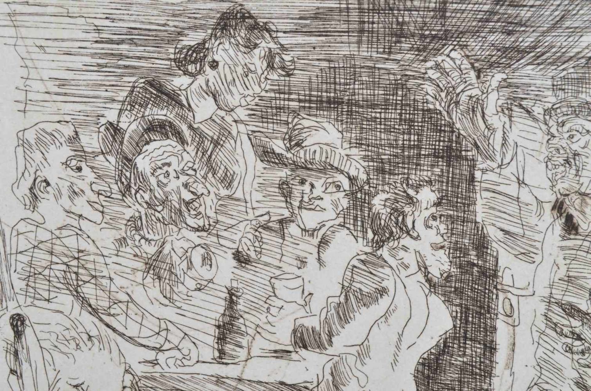 Harald METZKES (1929)"Szene mit Hund,Comedia del Arte"Grafik-Multiple, Radierung auf Bütten, 14,7 cm - Image 2 of 3