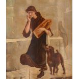 Louis Emile ADAN (1839-1937)"Mädchen mit Brot, Milch und Hund"Gemälde Öl auf Holz, 63,5 cm x 52,5