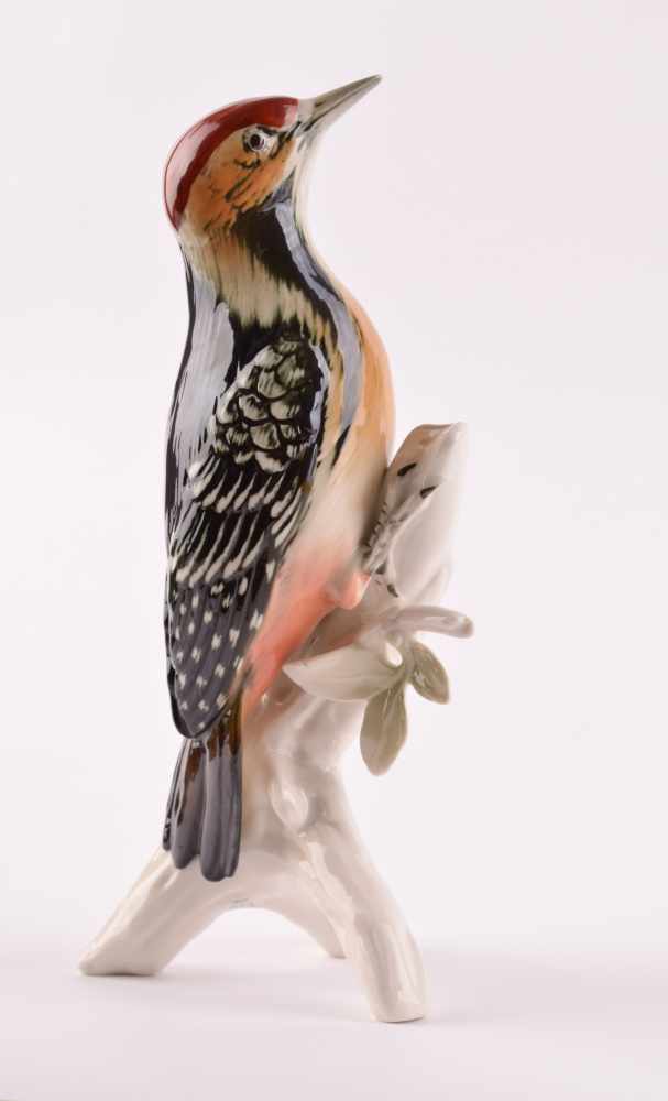 große Vogelfigur Mittelspecht, Karl Ens Vokstedtauf naturalistischem Sockel sitzend, farbig - Image 2 of 3