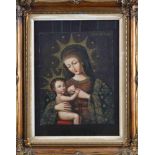 wohl Cusco Schule 17. / 18. Jhd."Maria mit dem Jesuskind"Gemälde Öl/Leinwand, 31 cm x 24,5 cm,rechts