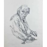 Arno MOHR (1910-2001)"Selbstportrait beim Zeichnen"Grafik-Kreidelithografie auf Bütten, 67,5 cm x 49