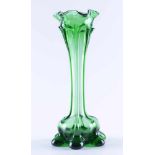 Glasvase Murano um 1970grünes Glas, H: 27,5 cmGlass vase Murano around 1970green glass, height: 27.5