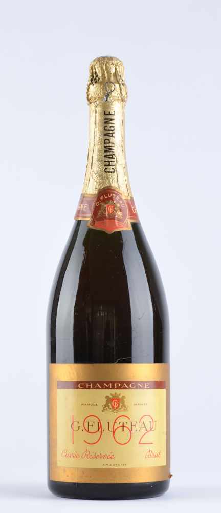 Champagne Blance de Blancs Brut G.Fliteau 1962Füllstand normal, Etikett sehr guter Zustand, Magnum