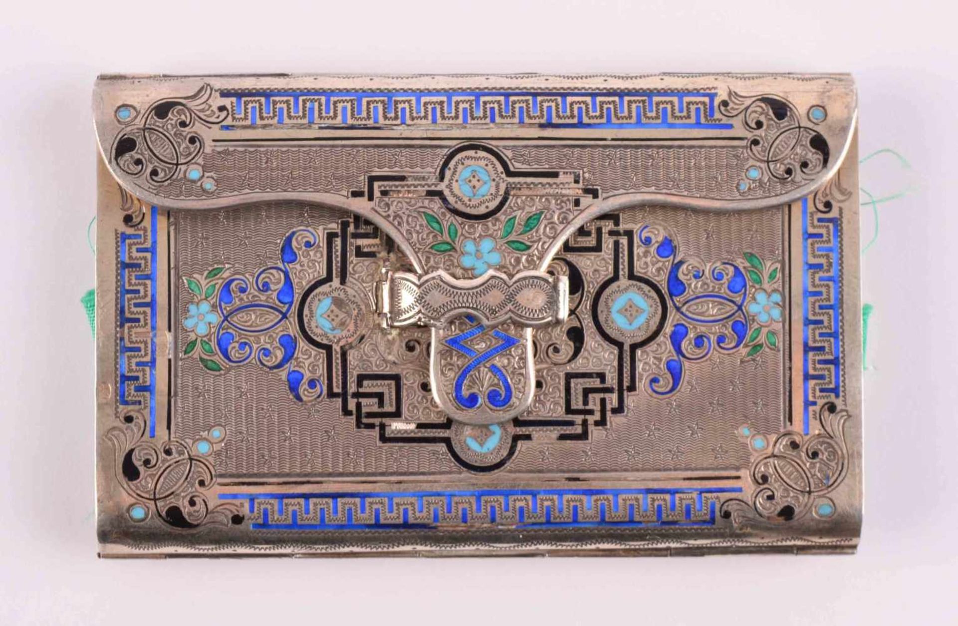 Visitenkarten-Etui Russland nach 1908Silber 88 Zolotnik, fein ziseliert und emailliert,