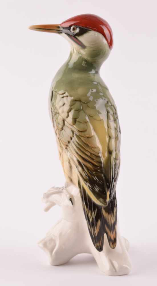 große Vogelfigur Grünspecht, Karl Ens Vokstedtauf Baumstamm sitzend, farbig staffiert, unterm - Image 3 of 5