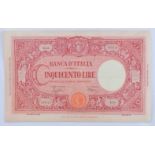 Banknote Italien 500 Lire, 08.11.1943Pick 70 / Grabowski IT 6 b, Erhaltung IIBanknote Italy 500