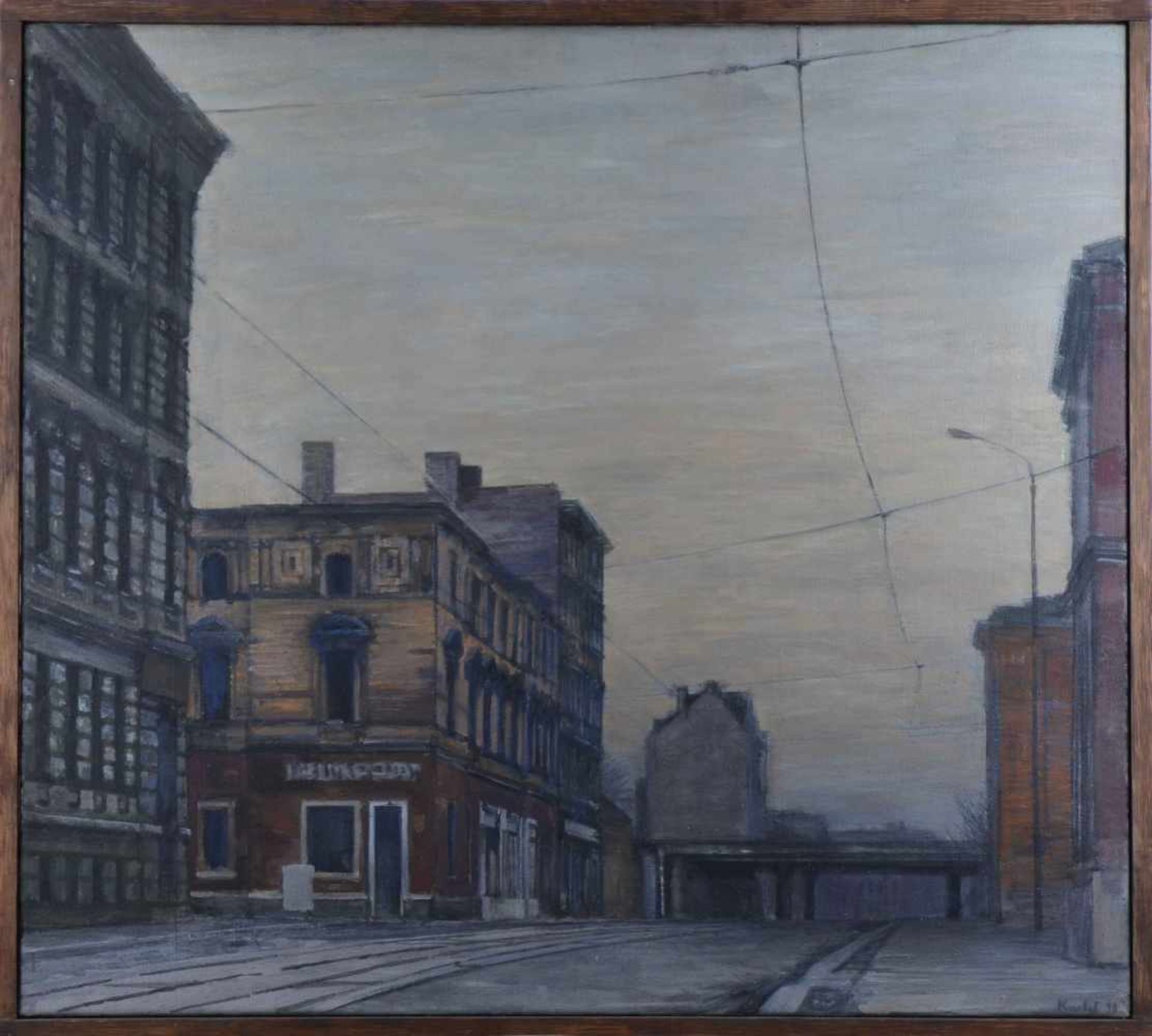 Konrad KNEBEL (1932)"Straße in Halle"Gemälde Öl/Leinwand, 90 cm x 100 cm,rechts unten signiert, - Image 2 of 7