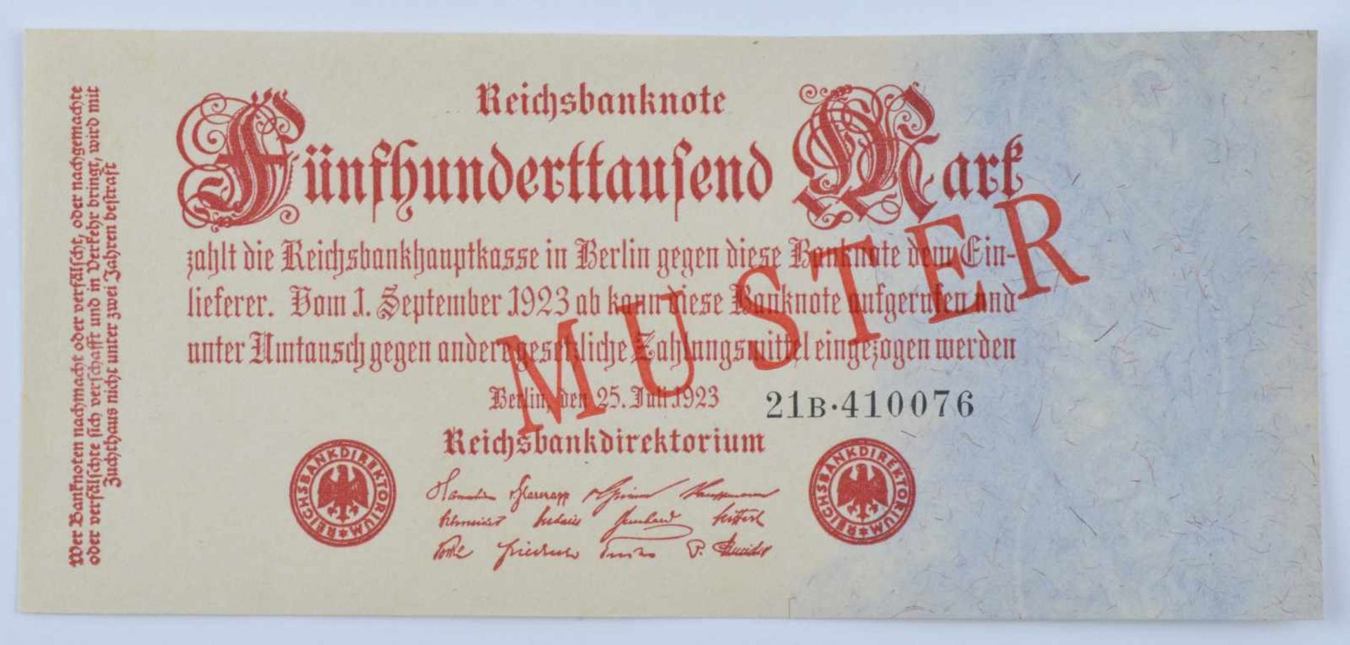 Deutschland, 500000 Mark 25.07.1923Reichsbanknote, mit diagonalem roten Aufdruck-Muster auf