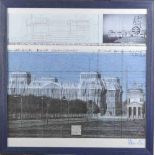 CHRISTO (1935)"Wrapped Reichstag, Project for Berlin"Grafik mit Stoffstück, 69 cm x 69 cm,rechts