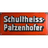 altes Emailleschild Schultheiss-Patzenhoferaltersbedingter guter Zustand, 24 cm x 50 cmOld enamel