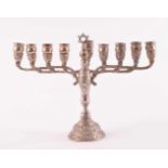 Judaica Kerzenleuchter9 armig, verziert mit Blumendekor und jüdischem Stern, 8 feste Halterungen,