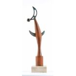 Martin DUQUE (XX-XXI)"Vogel und Mond"Skulptur-Volumen, Bronze, H: ca. 46 cm,seitlich