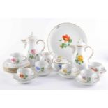 Kaffeeservice Meissen 20. Jhd.22 tlg., 6 Tassen, 6 Ut, 6 Kuchenteller, 1 Sahnekännchen, 1