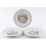 3 Andenkenteller KPMDekor Kurland, blaue Zeptermarke, Ø je ca. 26 cm3 souvenir plates KPMdecor