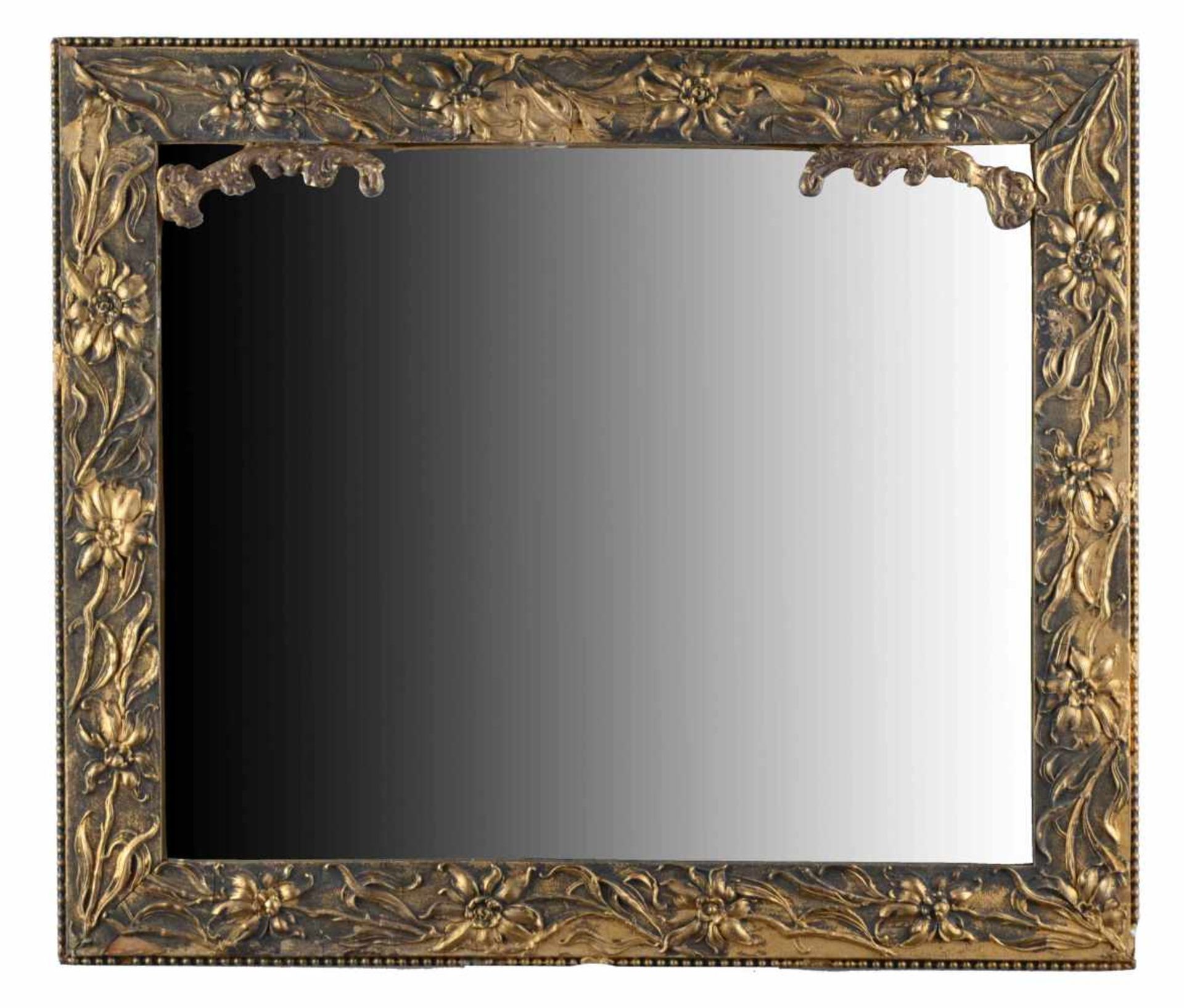 Jugendstil Spiegelverzierter Holzrahmen, 72,5 cm x 62 cmArt Nouveau mirrordecorated wooden frame,