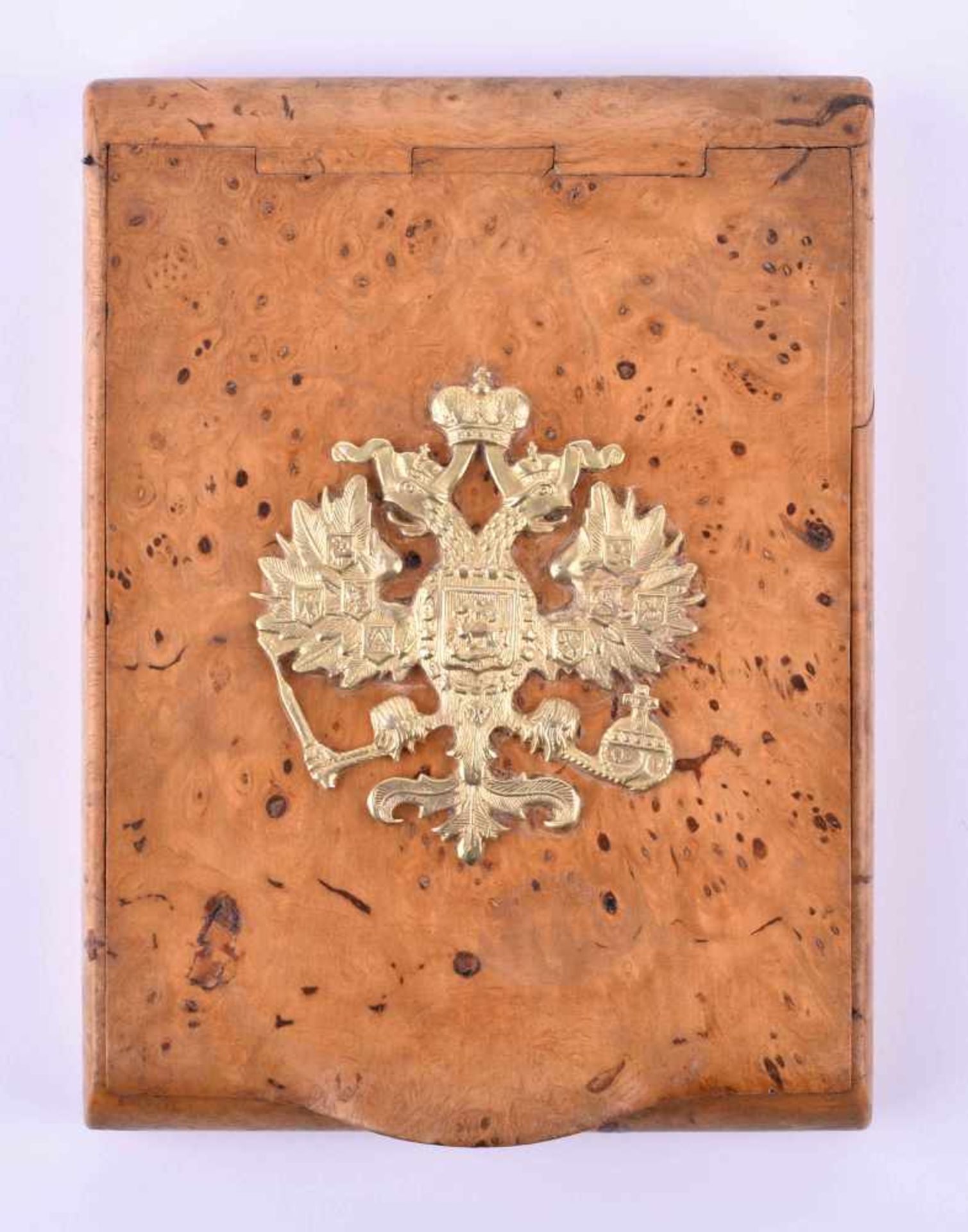 Zigaretten Etui RusslandHolz, Birke, aufklappbar, auf dem Deckel mit vergoldetem Silber