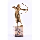 Georges MORIN (1874-1950)"Diana"Skulptur-Bronze feuervergoldet, auf Marmorsockel, Gesamthöhe 17 cm,