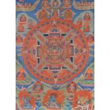 Thangka Mandala 19. Jhd.sehr fein bemalt, 86,5 cm x 60 cmThangka Mandala 19th centuryvery finely
