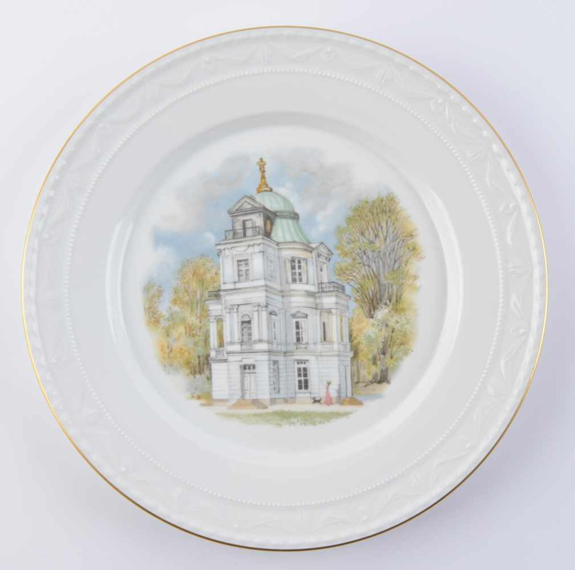 3 Andenkenteller KPMDekor Kurland, blaue Zeptermarke, Ø je ca. 26 cm3 souvenir plates KPMdecor - Image 4 of 5