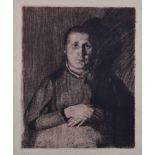 Käthe KOLLWITZ (1867-1945)"Frau mit übereinander gelegten Händen"Grafik Radierung, 28,5 cm x 22,5