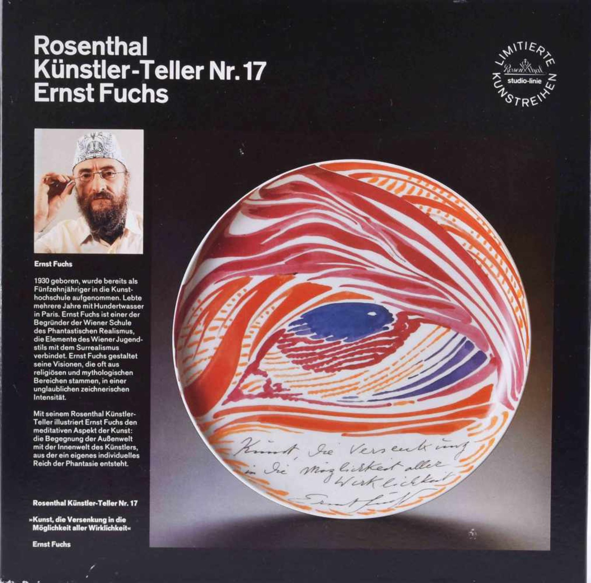 Rosenthal Porzellan Künstler-Teller Nr. 17 Ernst FuchsAus der Serie Rosenthal Studioline mit Ernst - Image 2 of 3